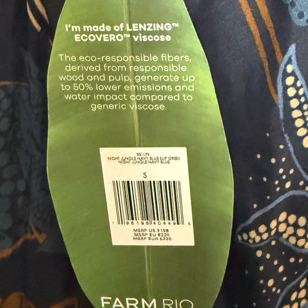 New FARM Rio Night Jungle Navy Blue Slip Dress - Picture 10 of 10
